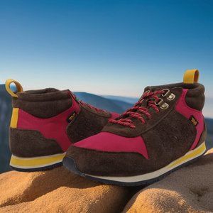 Teva Women's Highside 84 Mid Outdoor Shoes Brown/Red Suede Sneakers Size 9